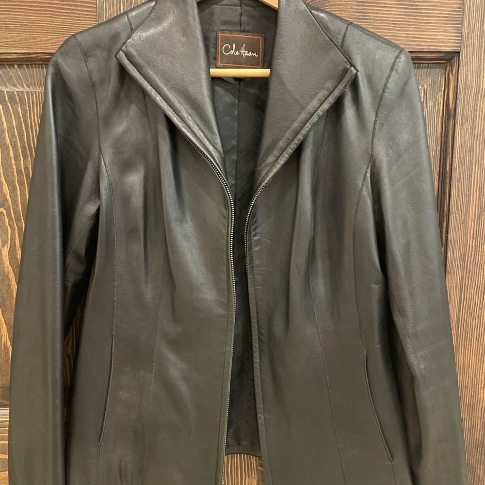 Cole Haan Women's Sleek Black Leather Jacket